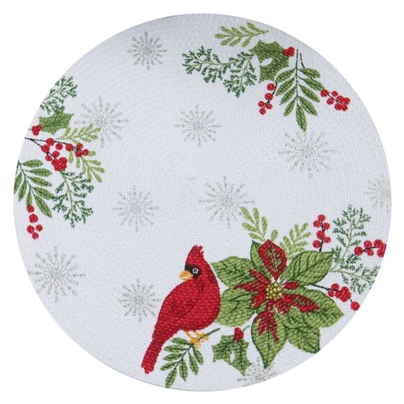 Winter Garden Red Cardinal Christmas Holiday Kitchen Dining Placemats Set\4 - Picture 2 of 5